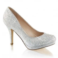 Fabulicious COVET-02 Silver Glitter Mesh Fabric Shoes