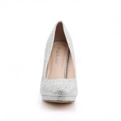 Fabulicious COVET-02 Silver Glitter Mesh Fabric Shoes