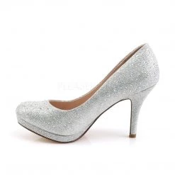 Fabulicious COVET-02 Silver Glitter Mesh Fabric Shoes