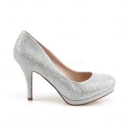 Fabulicious COVET-02 Silver Glitter Mesh Fabric Shoes