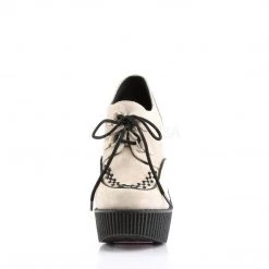 Demonia Shoes CREEPER-302 Cream Vegan Suede Creeper