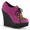 Demonia CREEPER-304 Hot Pink Suede-Leopard Print Creeper Shoes