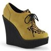 Demonia Shoes CREEPER-304 Mustard Suede-Leopard Print Creeper