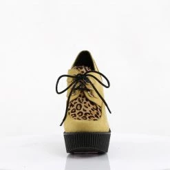Demonia Shoes CREEPER-304 Mustard Suede-Leopard Print Creeper