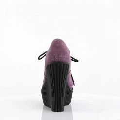 Demonia CREEPER-304 Purple Suede-Leopard Print Creeper Shoes