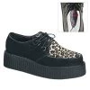 Demonia Shoes CREEPER-400 Black Suede-Cheetah Fur Creeper