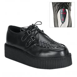 Demonia Shoes CREEPER-402 Black Leather Creeper