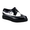 Demonia CREEPER-608 Black-White Leather Creeper Shoes