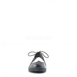Demonia CREEPER-608 Black-White Leather Creeper Shoes
