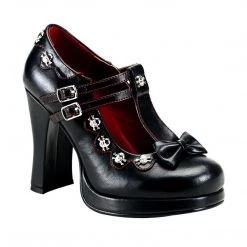 Demonia CRYPTO-06 Black Vegan Leather Mary Janes Shoes