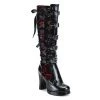 Demonia CRYPTO-106 Black-Red Vegan Leather Knee Boot
