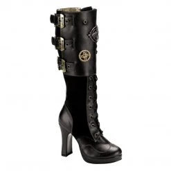 Demonia Boots CRYPTO-302 Black Vegan Microfiber Knee Boot