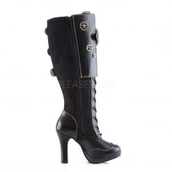 Demonia Boots CRYPTO-302 Black Vegan Microfiber Knee Boot