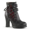 Demonia CRYPTO-51 Black-Red Lace Vegan Leather Ankle Boot