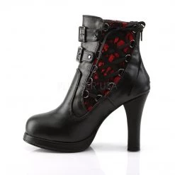 Demonia CRYPTO-51 Black-Red Lace Vegan Leather Ankle Boot