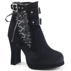Demonia Boots CRYPTO-51 Black Velvet-Lace Ankle Boot