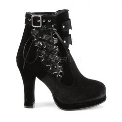 Demonia Boots CRYPTO-51 Black Velvet-Lace Ankle Boot