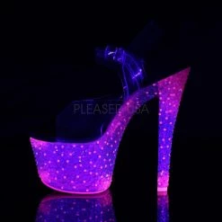 Pleaser CRYSTALIZE-308PS Clear/Neon Icy Hot Pink Platform Sandal