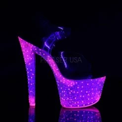 Pleaser CRYSTALIZE-308PS Clear/Neon Icy Hot Pink Platform Sandal