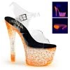 Pleaser Shoes CRYSTALIZE-308PS Clear/Neon Icy Tangerine Platform Sandal