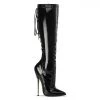 Devious DAGGER-2064 Black Stretch Patent Boots