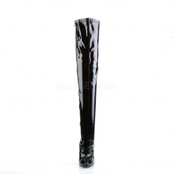 Devious DAGGER-3000 Black Stretch Patent Boots