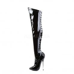 Devious Boots DAGGER-3060 Black Stretch Patent