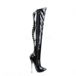 Devious Boots DAGGER-3060 Black Stretch Patent