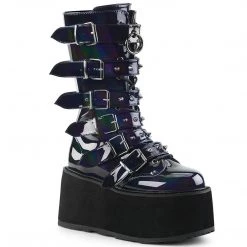 Demonia DAMNED-225 Black Hologram Mid-Calf Boot Boots