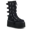 Demonia DAMNED-225 Black Velvet Mid-Calf Boot