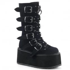 Demonia DAMNED-225 Black Velvet Mid-Calf Boot