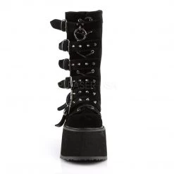 Demonia DAMNED-225 Black Velvet Mid-Calf Boot