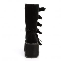 Demonia DAMNED-225 Black Velvet Mid-Calf Boot