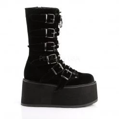 Demonia DAMNED-225 Black Velvet Mid-Calf Boot