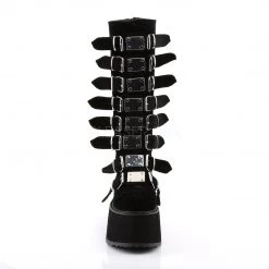 Demonia DAMNED-318 Black Velvet Knee Boot