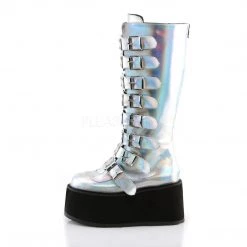 Demonia DAMNED-318 Silver Hologram Knee Boot Boots