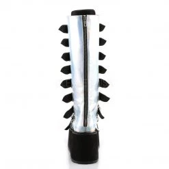 Demonia DAMNED-318 Silver Hologram Knee Boot Boots
