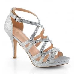 Fabulicious Shoes DAPHNE-42 Silver Shimmering Fabric