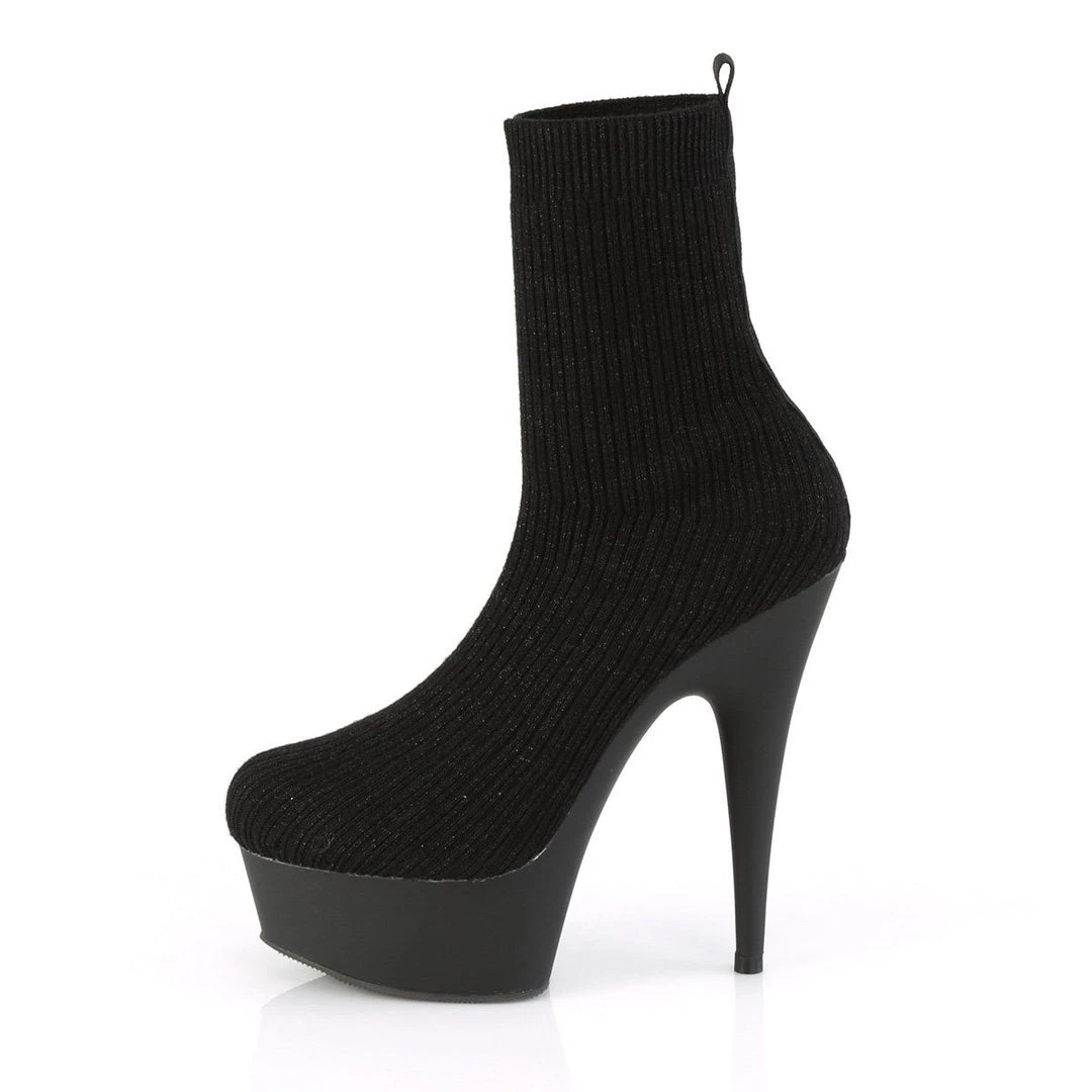 Pleaser DELIGHT-1002-2 Black Stretch Knit Fabric Ankle Boot Boots 5 Pleaser DELIGHT-1002-2 Black Stretch Knit Fabric Ankle Boot Boots