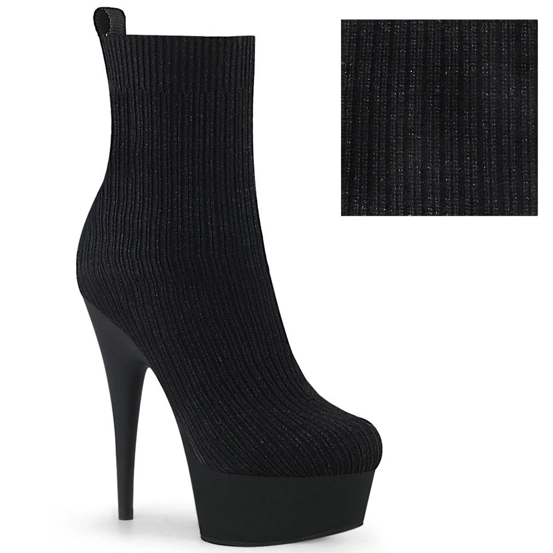 Pleaser DELIGHT-1002-2 Black Stretch Knit Fabric Ankle Boot Boots 8 Pleaser DELIGHT-1002-2 Black Stretch Knit Fabric Ankle Boot Boots