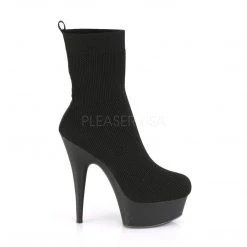 Pleaser Boots DELIGHT-1002 Black Fabric Ankle Boot