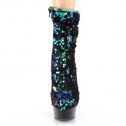 Pleaser DELIGHT-1004 Green Iridescent Sequins/Black Ankle Boot