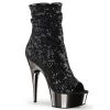 Pleaser Boots DELIGHT-1008SQ Black Sequins/Dark Pewter Chrome Ankle Boot 1 Pleaser Boots DELIGHT-1008SQ Black Sequins/Dark Pewter Chrome Ankle Boot