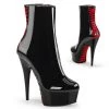 Pleaser Boots DELIGHT-1010 Black Patent-Red/Black Ankle Boot