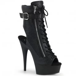 Pleaser Boots DELIGHT-1016-1 Black Faux Leather Ankle Boot