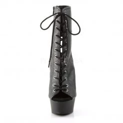Pleaser DELIGHT-1016 Black Faux Leather Boot Boots