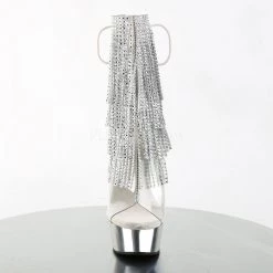 Pleaser DELIGHT-1017RhinestoneF Clear-Silver/Silver Chrome Ankle Boot Boots
