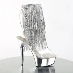 Pleaser DELIGHT-1017RhinestoneF Clear-Silver/Silver Chrome Ankle Boot Boots