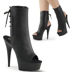 Pleaser DELIGHT-1018 Black Faux Leather/Black Ankle Boot New Arrivals