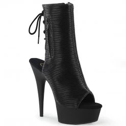 Pleaser DELIGHT-1018 Black Quilted Faux Leather Ankle Boot